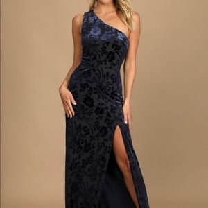 Lulus burnout velvet-one-shoulder-maxi-dress
